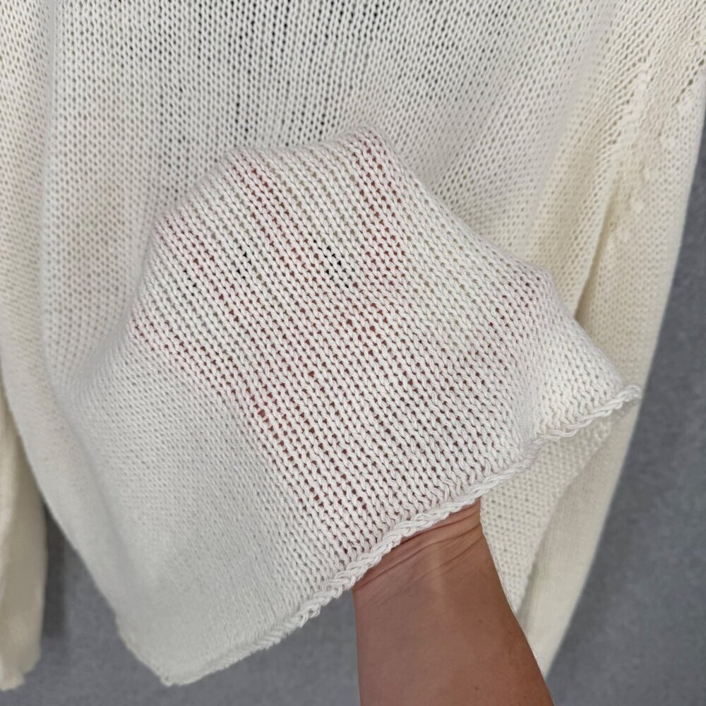 Wooden Ships Game On Football Open Knit Sweater Size M/L White Blue Oversized - Picture 5 of 11